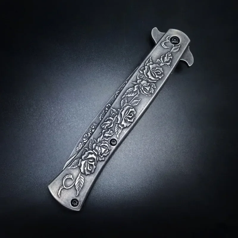 Creative Embossed Knife High Hardness Survival Camping Hunting Fishing Knife Mini Forged Engraved Handle