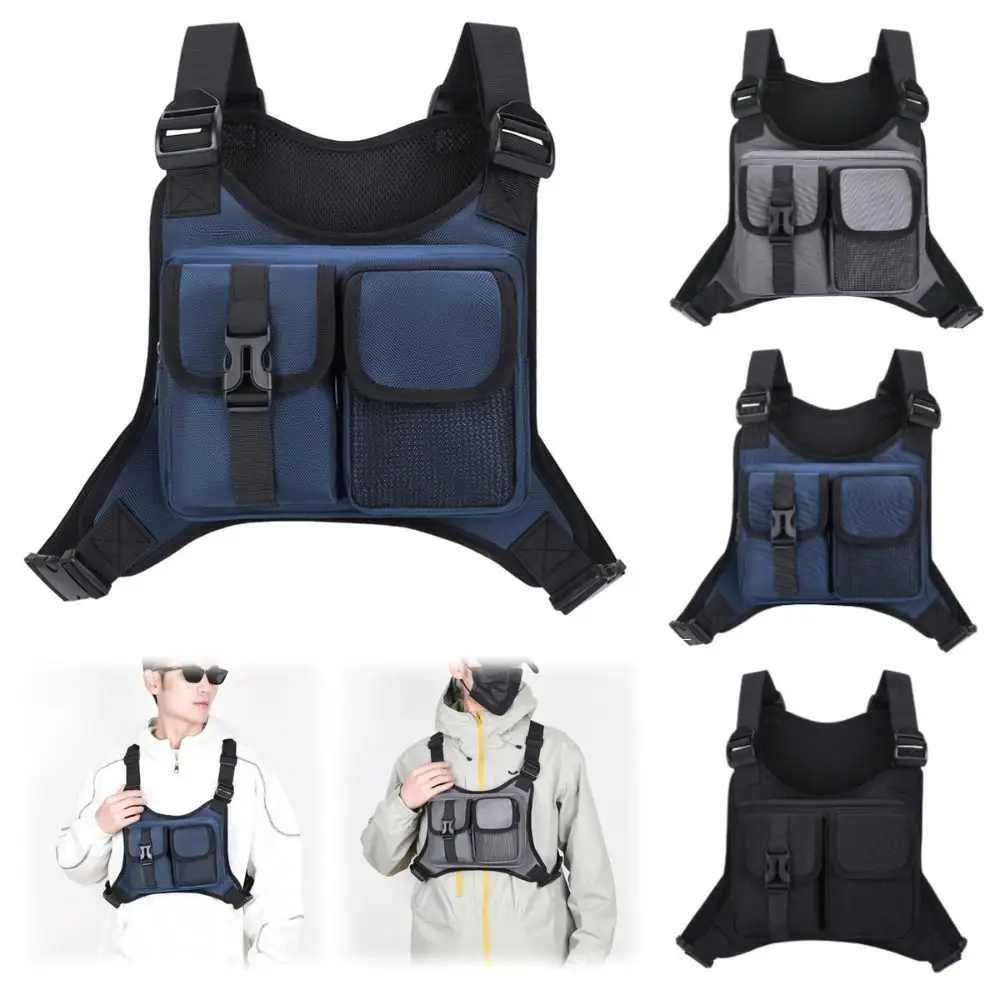 

Anti-Theft Sports Chest Bag Waterproof Wear-resistant Running Vest Bag with Reflective Strips Multi-pocket Men Pack Bag Cycling