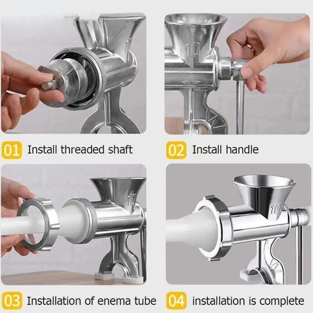 Manual Meat Grinder Silver Aluminum Alloy Powerful Home SausageVegetable Chopper Pepper Kitchen Appliances
