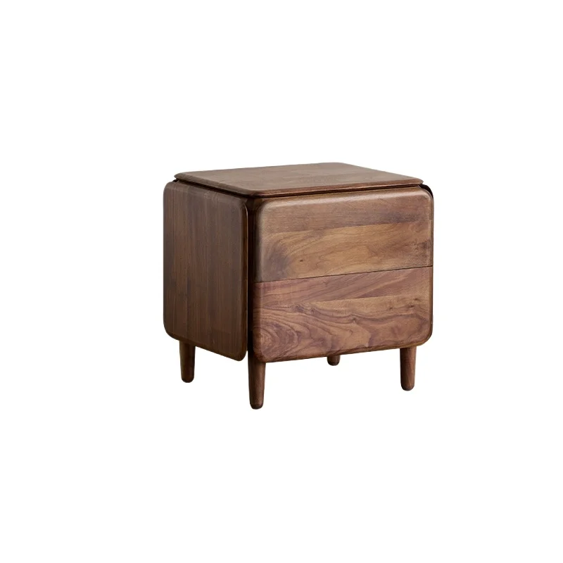 

North American Black Walnut Bedside Table Double Pumping Bedroom Storage Locker Small Bedside Cabinet