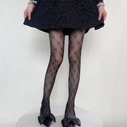 Punkt Schleifen Fisch netz Mesh Strümpfe sexy Frauen aushöhlen Mesh Body Strümpfe japanischen Boden Punk schwarz Socken Dessous heiß