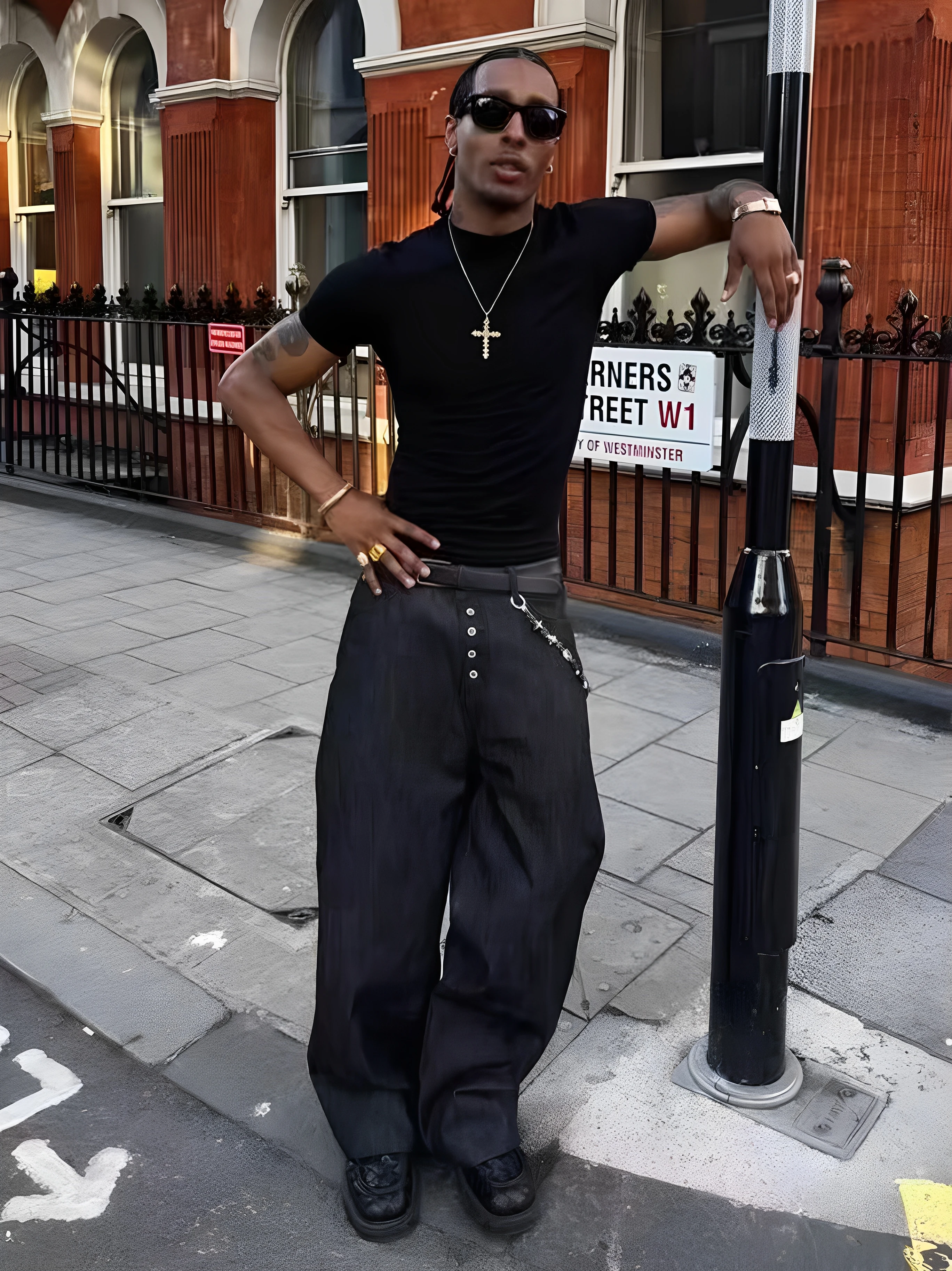 استوديوهات لا إيمان محدودة ذات حافة حمراء وآذان حمراء داني الأصلية الثور السيفية جينز فضفاض ثلاثي الأبعاد #5