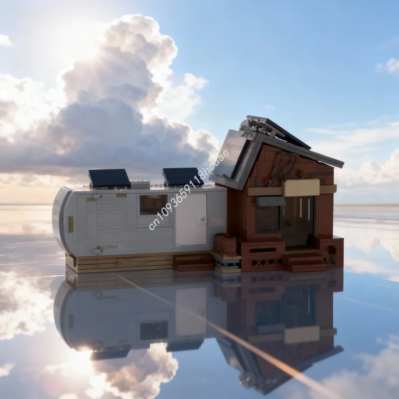 541 Pezzi MOC Sunrio Bungalow Modello Giurassico Blocchi da Costruzione Giocattoli Architettura Assemblaggio Creativo Idea Fai-da-Te Regali di Natale Mattoncini