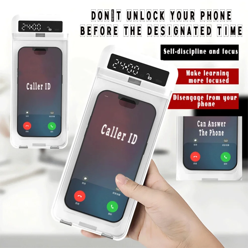 

Transparent Phone Lock Box with Timer LCD Display Phone Box Phone Locker Storage Box Adults Students Self-Discipline Tools