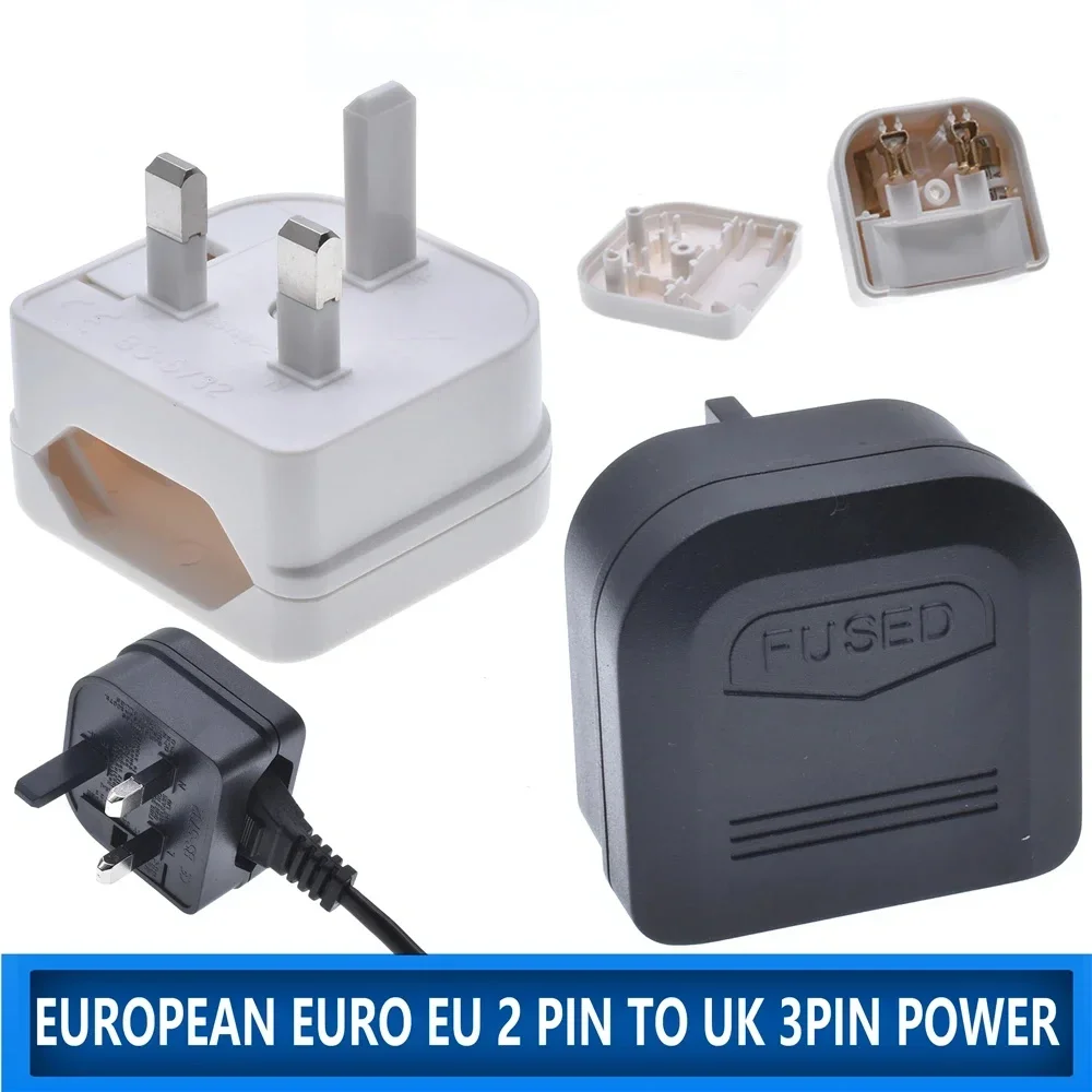 European EU To UK Plug Charger Universal 2 Pin Travel Wall Charger Electrical Socket AC Power Adapter Connector For Home Office