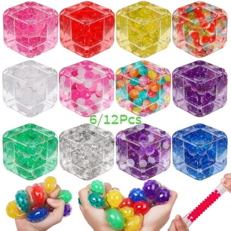 6/12 قطعة كرات الضغط آيس كيوب شغل جزيئات الرغوة الحسية اسفنجي ضغط لعبة للأطفال الكبار القلق الإغاثة هدايا عيد الميلاد #1