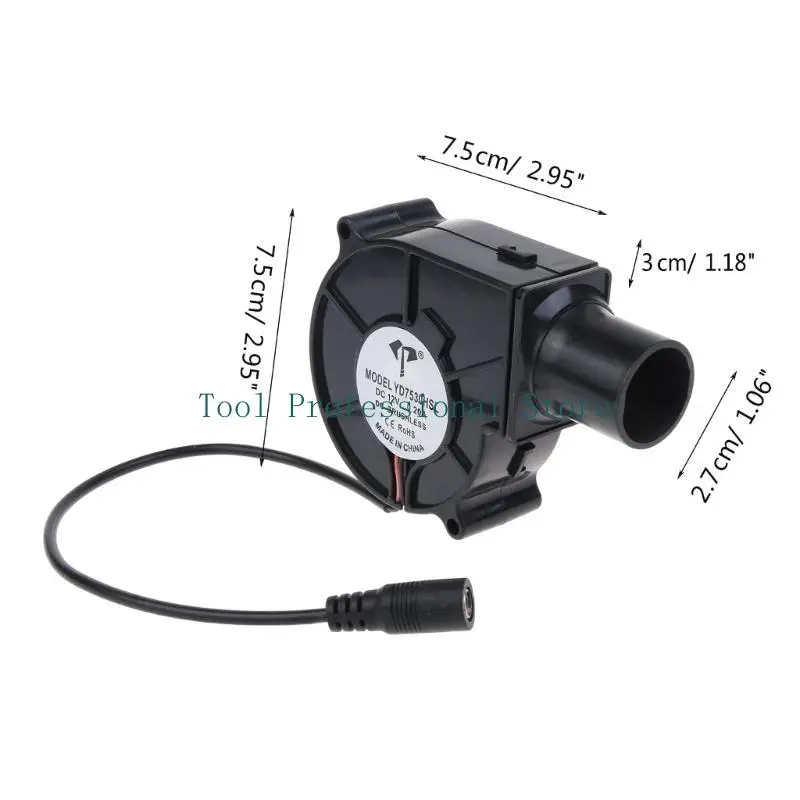 57QF منفاخ كهربائي BBQ Fan 7530 75x75x30mm 12V 3700 دورة في الدقيقة تدفق الهواء الكبير للتخييم موقد شواء الطهي مع أنبوب هواء 27