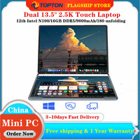 13.5 Inch Topton L13 12th Gen Intel N100 2 Screen Laptop Dual 2.5K Touch IPS 16G DDR5 Windows 11 Notebook Yoga Tablet PC 2 in 1