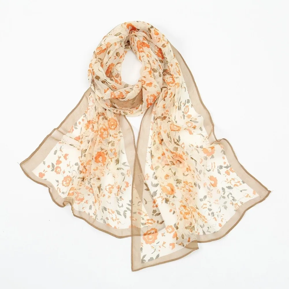 New Elegant Design Chiffon Scarf Print Pattern Classic Style Shawl Wrap Breathable Lightweight Sun Protection Scarf Women Wear view 3