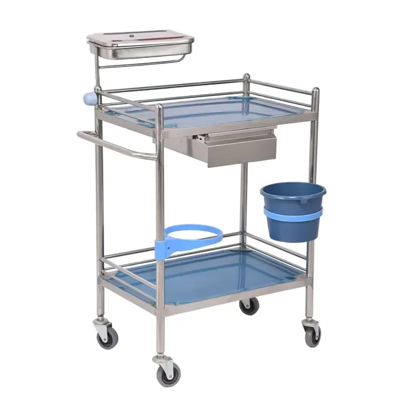 Portable Hospital Laundry Cart for Dirty Linen Solid Dressing Trolley Medical Furniture Utility Service Wagon for Clinic Use