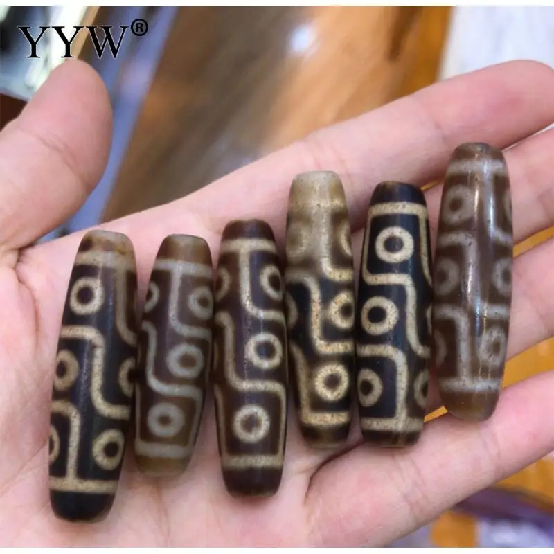 Agate Dzi Beads Two Tone Nine-Eyed  12x37-45mm Natural For Diy Necklace Bracelets Jewelry Making Oval Tibetan Onyx Loose Beads