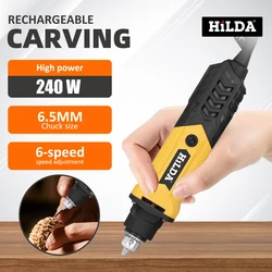 HILDA 400W Engraving Pen Wireless Electric Grinder Set Rechargeable Mini Grinder Micro Rotary Tool Jade Carving Drill