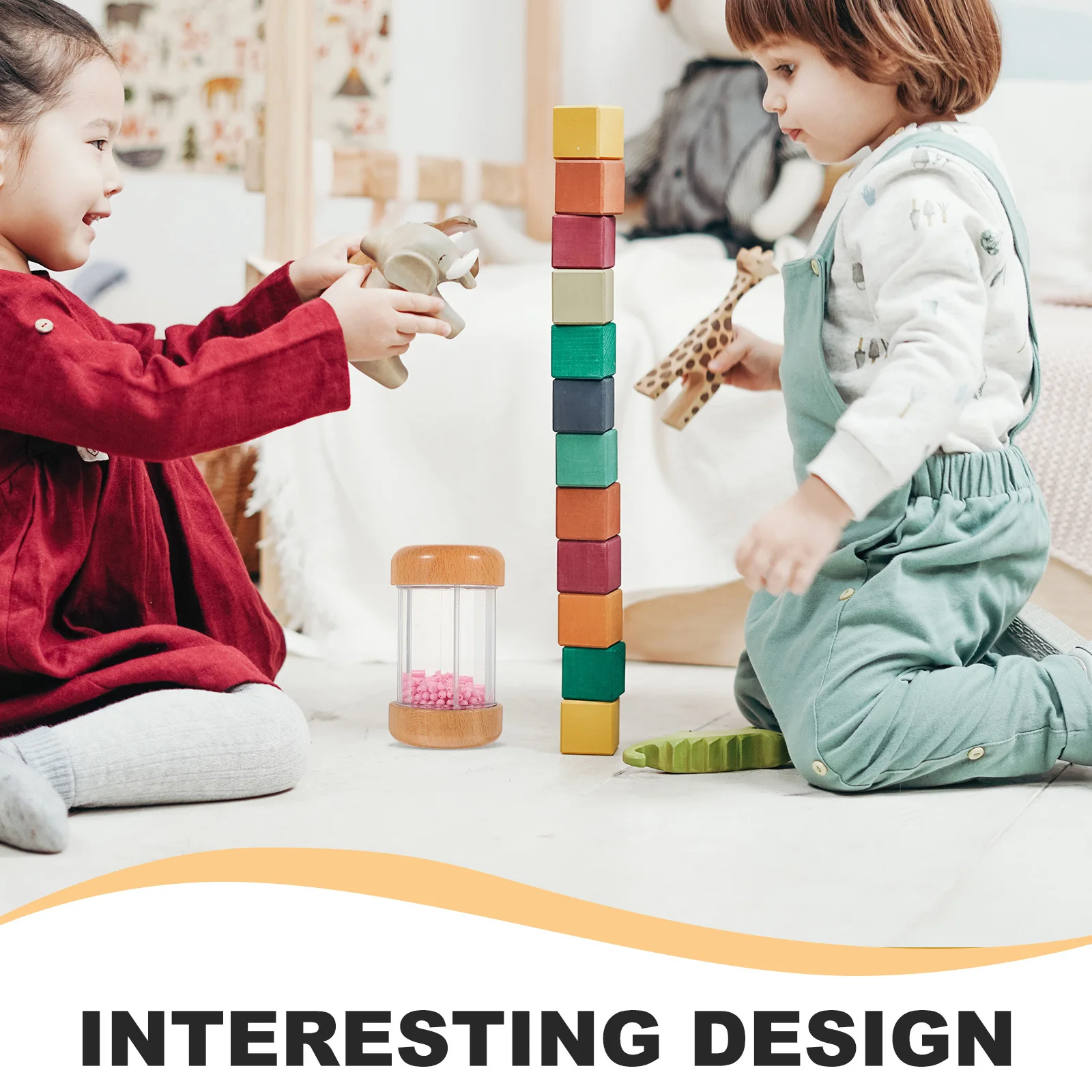 

Rainstick Rain Sound Shaker Wooden Plastic Musical Educational Instrument for Toddlers Parent Child Interaction