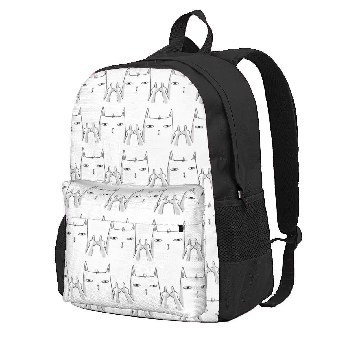 Funny Middle Finger Cat Student Backpack School Bag Hiking Travel Daypack for Boys Girls Fashion Bookbag Shoulder Bags