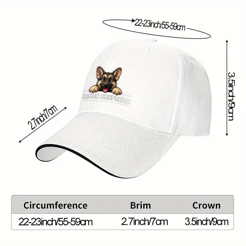German Shepherd Cute Pet Print Baseball Cap Unisex Lightweight Breathable Sun Hat Adjustable Outdoor Sport Essential Gift