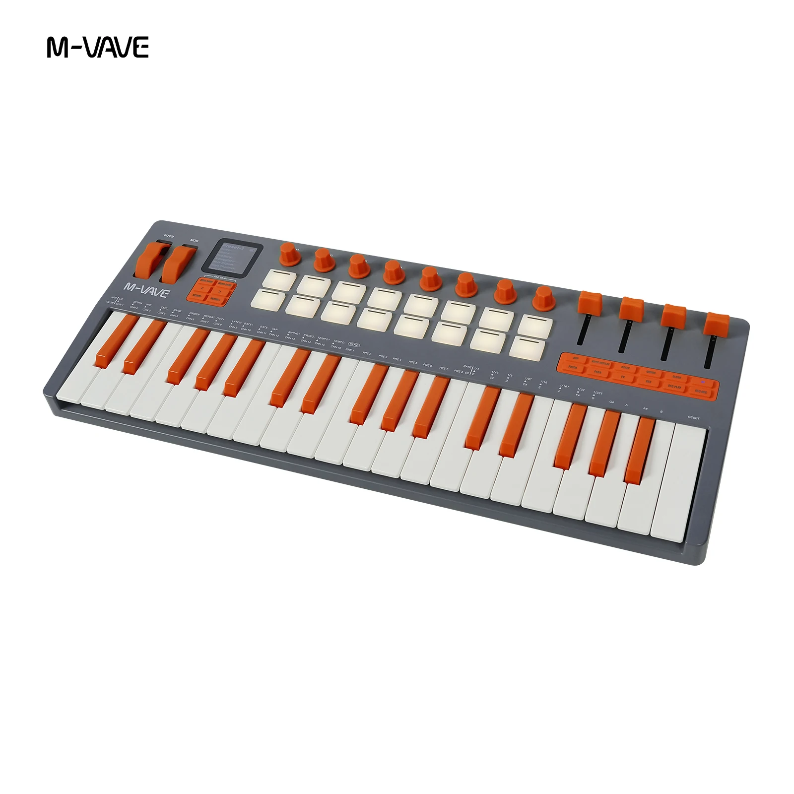 وحدة تحكم بلوحة مفاتيح MIDI اللاسلكية M-VAVE SMK-37 Elite مُركب مدمج 37 مفتاحًا، 16 لوحة طبلة، 8 أجهزة تشفير، متوافقة مع DAW وiOS #3