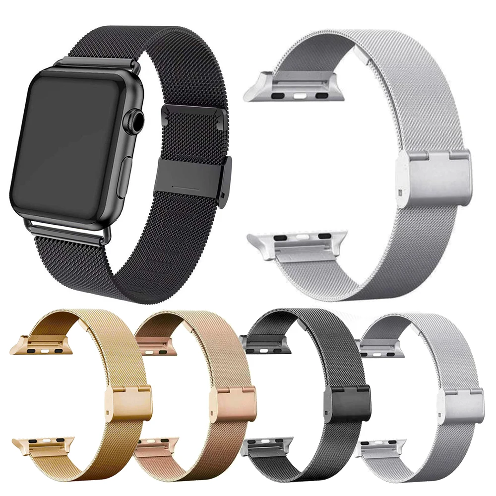 Essidi Mesh Bands For Apple Watch Series 7 6 SE 5 4 3 Stainless Steel Bracelet Strap Correa For Iwatch 38 42 40 44 41 45mm