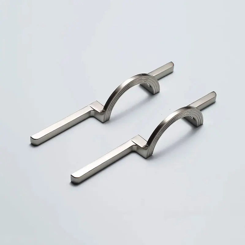 Semicircular Brushed Gold Cabinet Handles Modern Minimalist Brushed Nickel Cupboard Wardrobe Pulls Chinese Style Long Handle