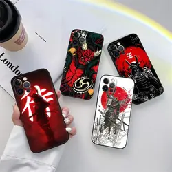 Japan Samurai Demon Anime Phone Case for iPhone 11 15 Pro Max Case Coque 14 Plus 13 Pro 12 11 X XS XR 7 8 SE 2020 TPU Soft Cover