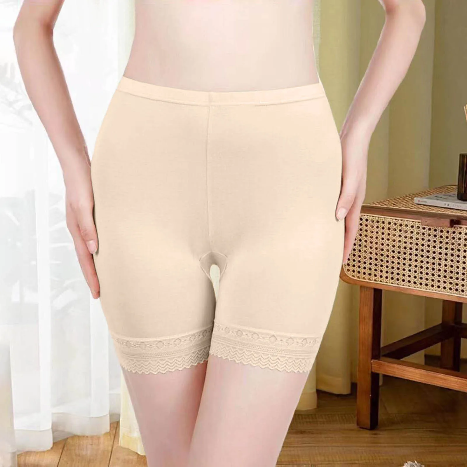 Pantalon de Sécurité en Dentelle pour Femme, Sous-Vêtement Simple et Décontracté, Taille Moyenne, Sans Bouclage, à la Mode