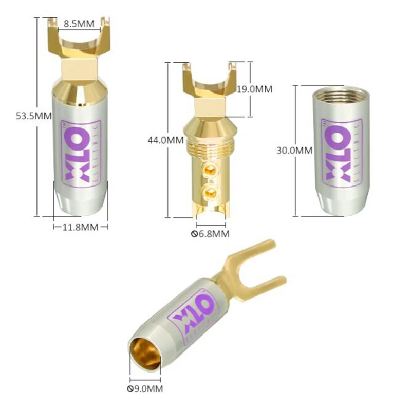 موصل المجرف الكهربائي XLO HT PRO Y ، مطلي بالذهب ، كابل مكبر صوت Hifi سهل الاستخدام ، موصل شوكة ، 9 نحاسي ، 2