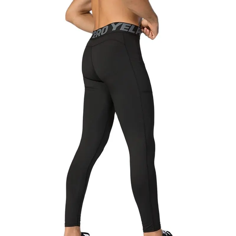 Męskie spodnie sportowe do biegania z kieszenią Joga Fitness Trening Trening Obcisłe legginsy uciskowe Szybkoschnące S M L XL 2XL 3XL