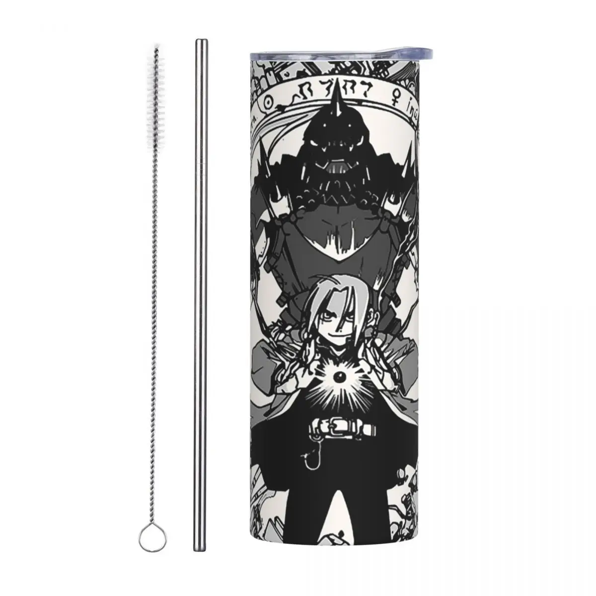 Fullmetal Alchemist Anime Manga 4 Stainless Steel Tumbler Vacuum Insulated Mugs Thermal Cold Bottle Straws With Lid 20oz