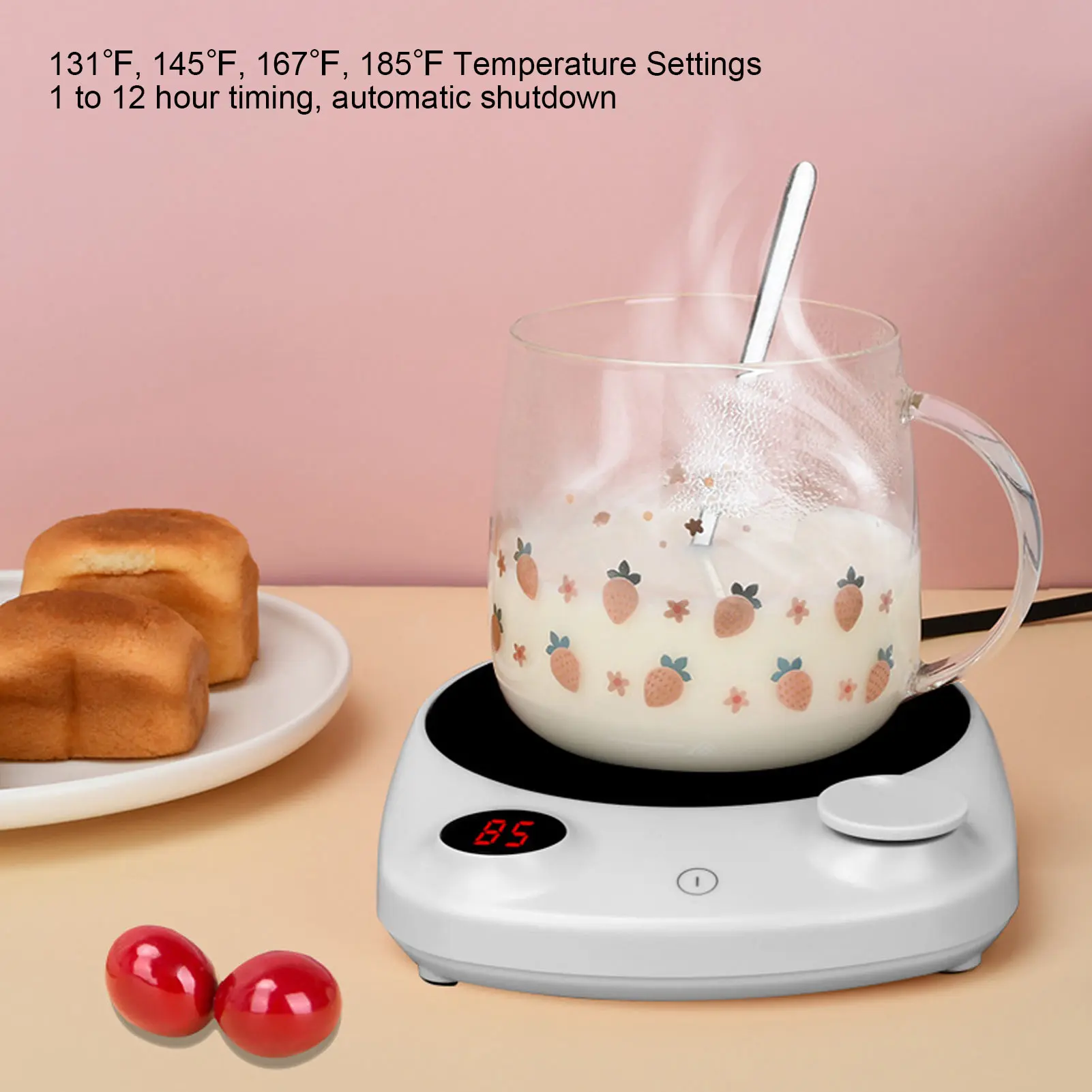 Electric Heating Cup Warmer Constant Temperature Auto Shut Off Milk Coffee Mug Heater White - Image 2