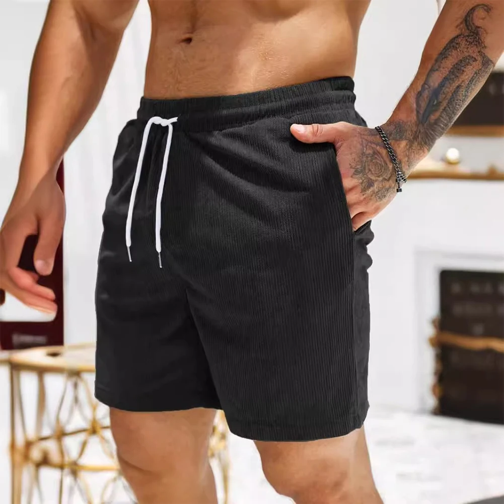 Bequeme Mode dail Urlaub Männer Shorts Hosen Strand Cord elastische Taille mittlere Taille Polyester leichte Dehnung