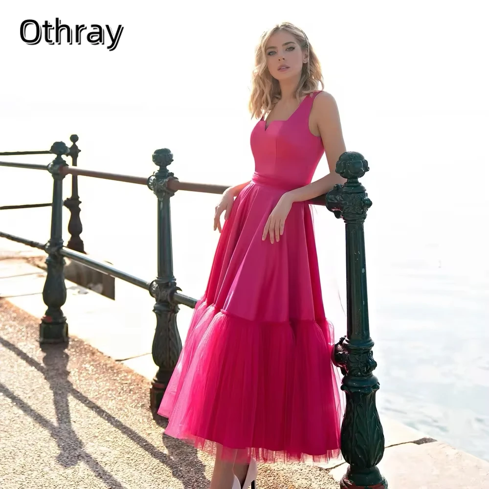 Long Tea Length Short Evening Dresses Sash Elegant Gowns Graduation Dress Robe Prom Gown Formal Party Suitable Request