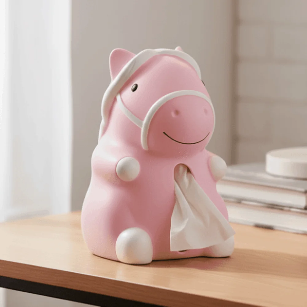 

Figure Model Horse Year Tissue Box Decorative Horse Tissue Storage Box Cartoon Collectible Little Horse Model Home Decoration