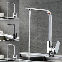 7-Shape Copper Kitchen Faucet - 360° Swivel Sink Mixer with Ceramic Cartridge & Aerator, Silver/Black