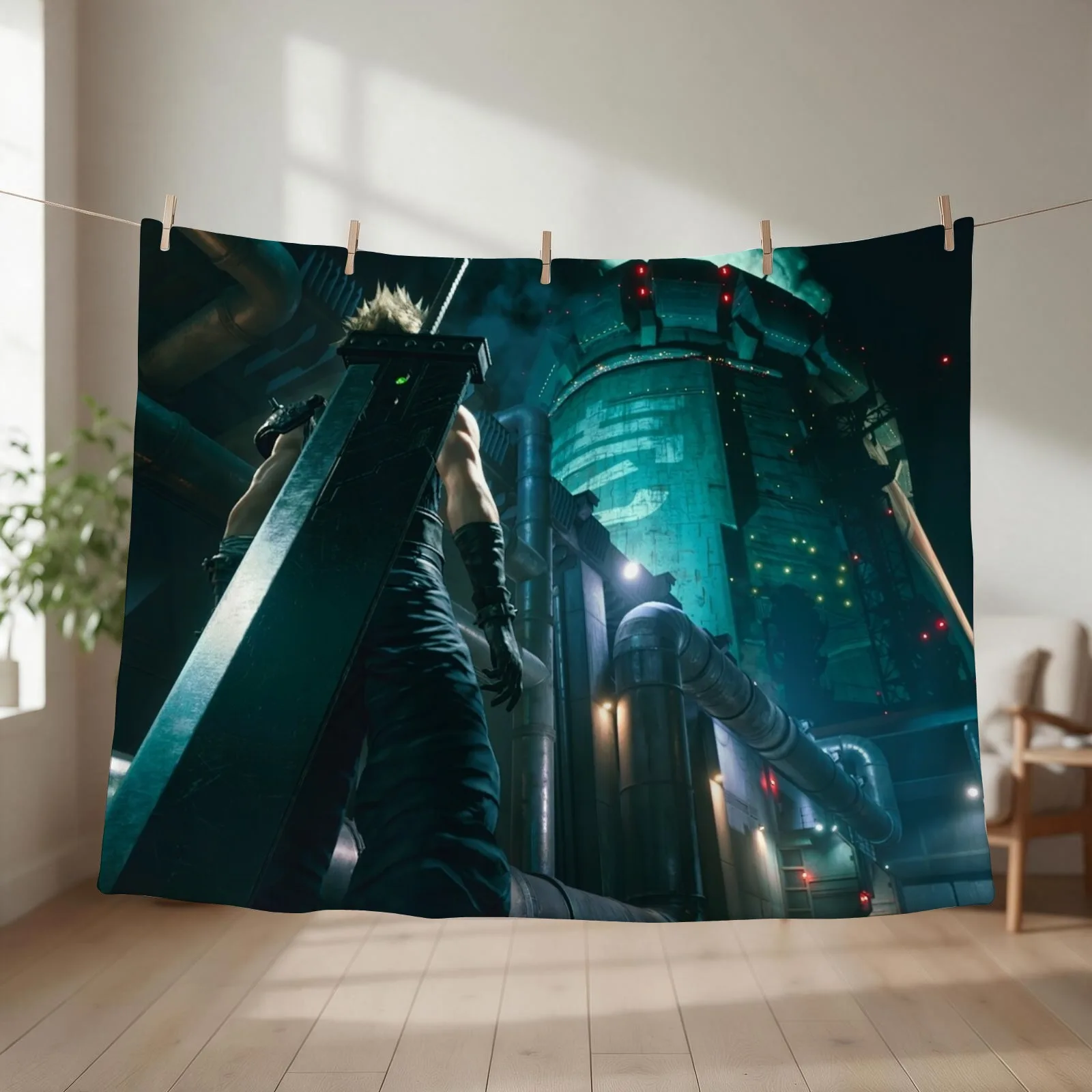 Cloud Strife - Mako Reactor 1 [Remake] Throw Blanket couch cozy soft plush fuzzy picnic outdoor blanket