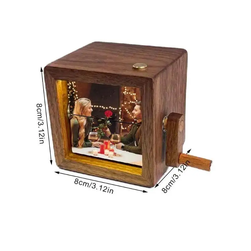Photo Flip Book Frame 8/16 Photos Hand Motion Page-turning Photo Machine Decorative Easy To Install Luminous Hand Crank