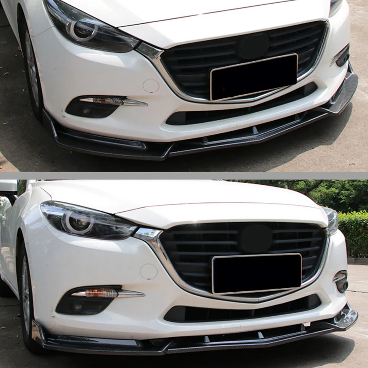 3Pcs Car Front Bumper Spoiler Lip Body Kit Bumper Diffuser Guard For Mazda 3 Axela 2014 2015 2016 2017 2018 Car Styling