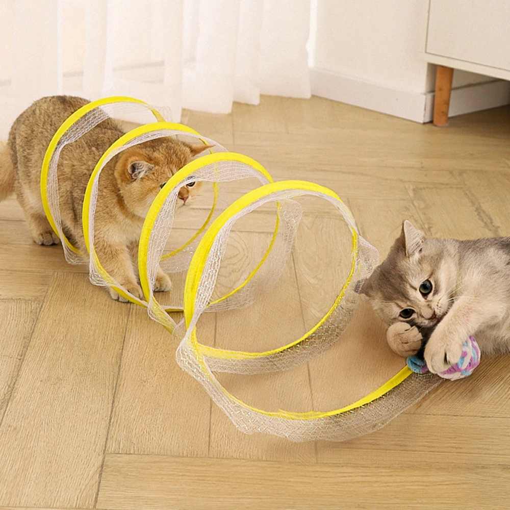 Foldable Cat Kitten Play Tunnel Cat Toys Mouse Shape Balls Feather Funny Cat Stick Mouse Toys Simulation Mouse Cat Accessories