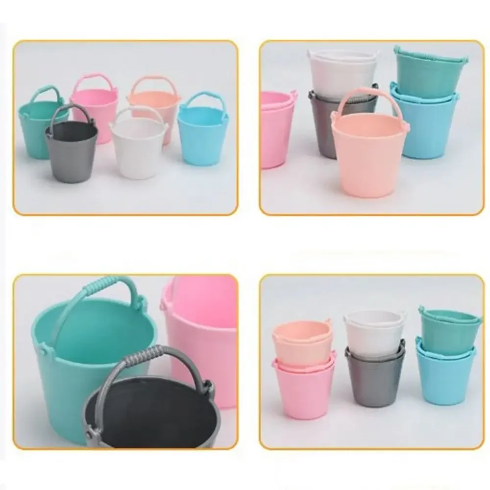 5pcs Plastic Miniature Bucket Model Mini 4.7*6cm Children Beach Small Bucket 6 Colors Dollhouse Decorations Ornaments