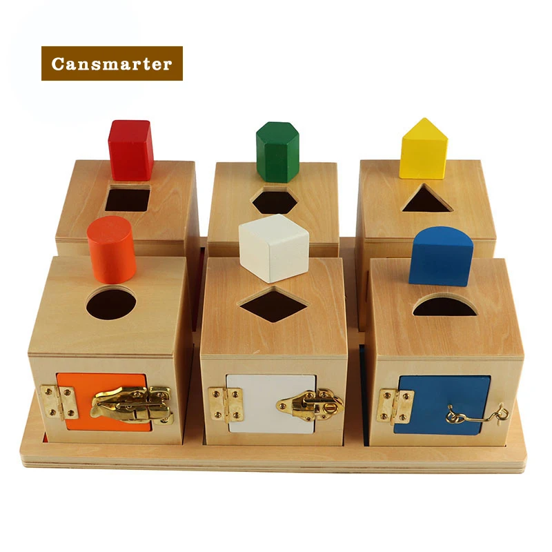 Montessori brinquedos do bebê freguesia de madeira com caixa lockbox sensorial aprendizagem educacional criança puzzle jogos de treinamento brinquedos para crianças