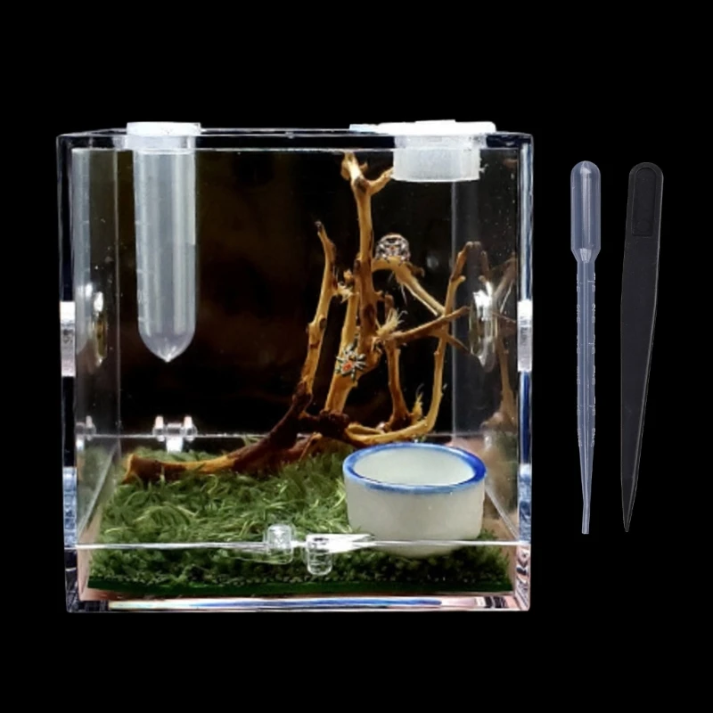 Y1UB Jumping Habitat Acrylic Feeding Cage for Nano Terrarium with Arboreal