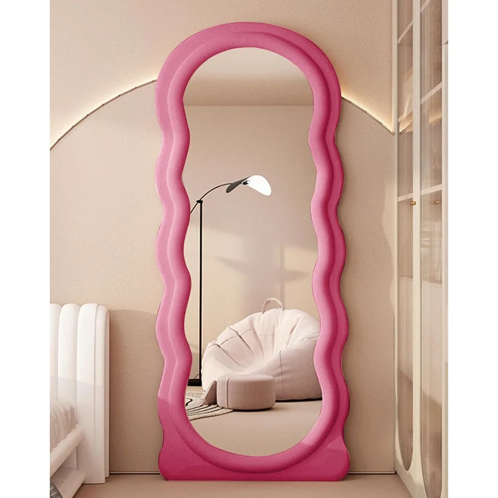 

Floor Mirror,Wave shaped floor mirror, 63 "x 24" with bracket, irregular wave shaped mirror,Floor Mirror.