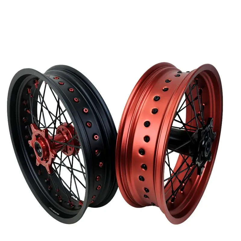 High Quality Custom Two-Color Supermoto Wheels Front 3.5-17/ Rear 4.5-17 Aluminum Alloy New Motorcycle Part