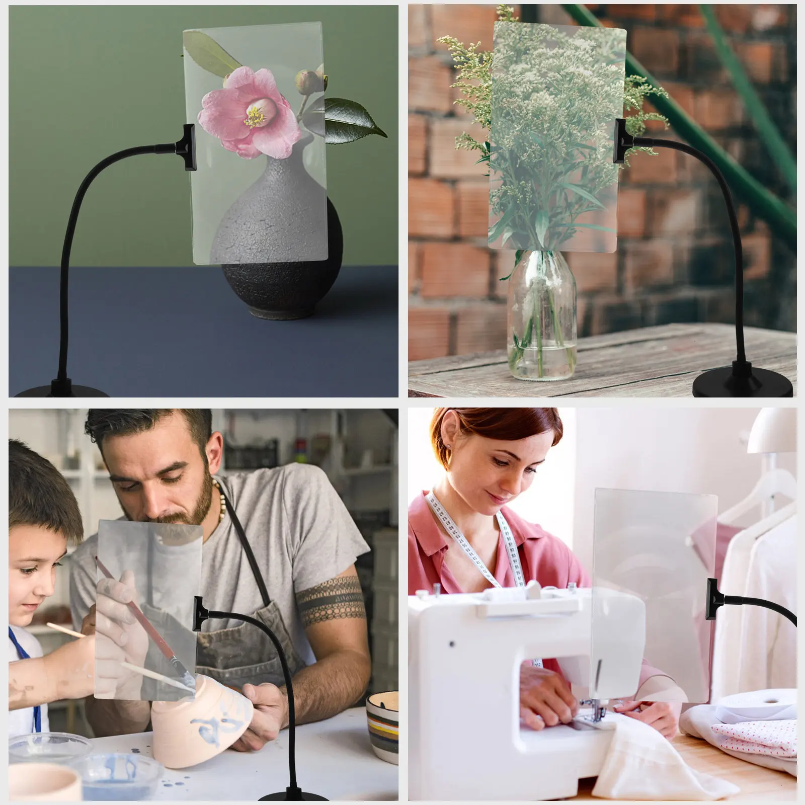 Glass Ultra Clear Desk Magnifier Lamp For Watch Repair Bench Student 4X Sturdy Desktop Stand Flexible