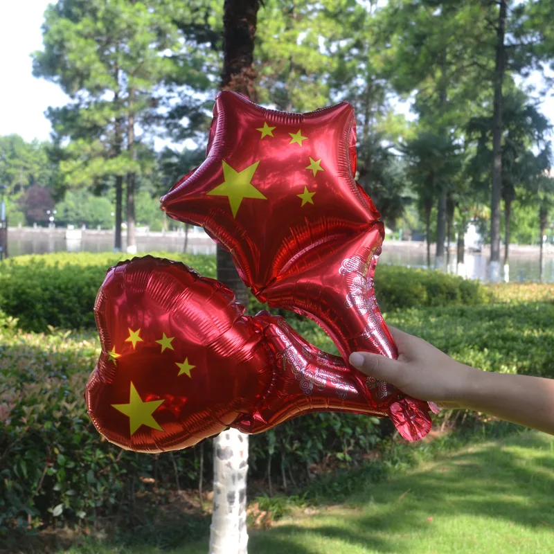 Handheld Balloons Heart-Shaped Five-Pointed Star National Flag Toys for Children Marketing Promotional Gifts Easy to Fade