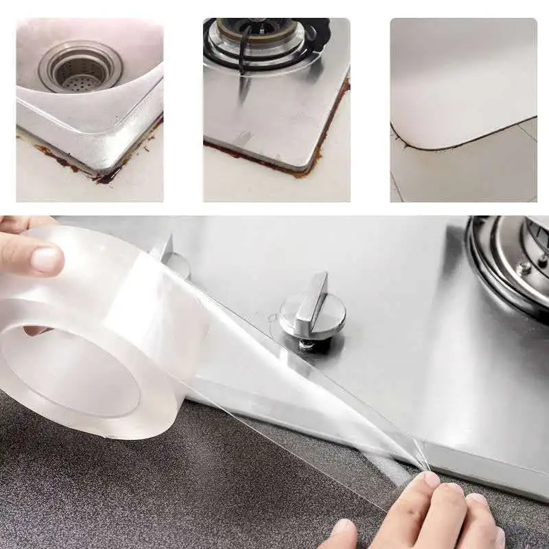 1pc Waterproof Mold-Resistant Silicone Sealant Strip PVC Caulk Tape for Kitchen Bathroom Gap - Easy to Apply and Trim to Fit