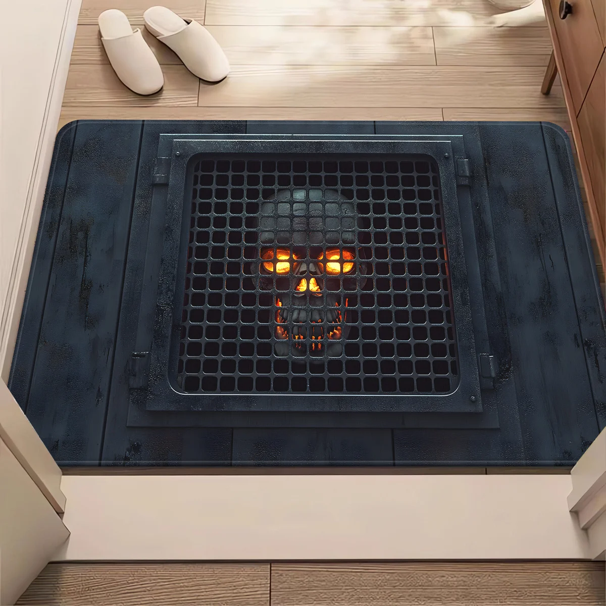 3D Glowing Skull Sewer Halloween Doormat Front Door Back Door Entryway Bathroom Floor Mat Kitchen Patio Veranda Home Decor