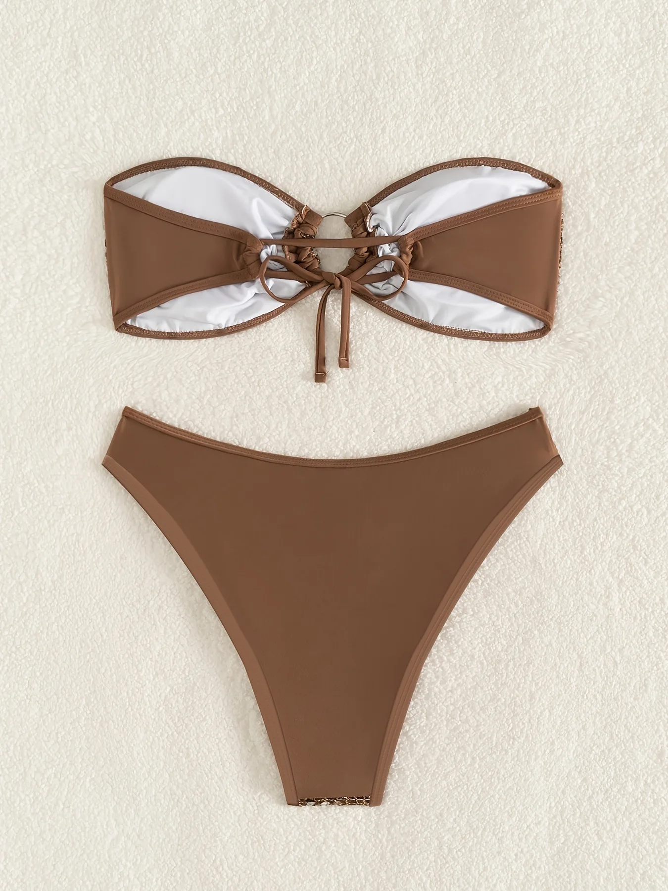 Sexy Sequined Bandeau Bikinis For Women 2 Piece Swimsuit Ring Linked Bikini Swimwear Bathing Suit With Beach Wear Biquini Femme