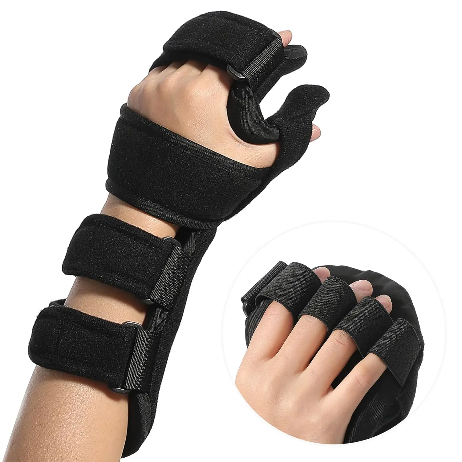 

Hand Splint-Night Immobilizer Wrist Finger Brace, Functional 5 Finger Stabilizer Wrap for Muscle Atrophy Sports Sprain Fracture