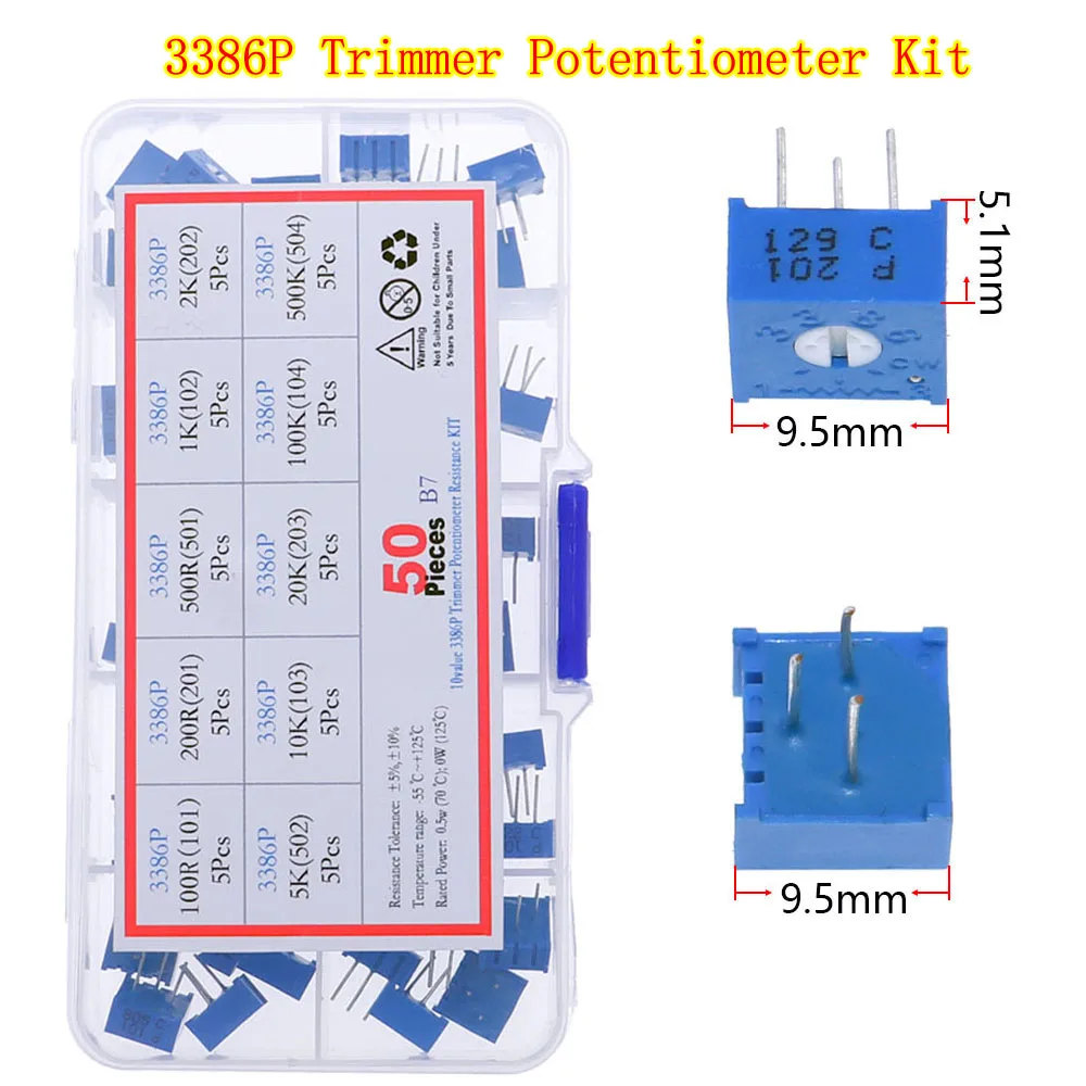 Gemengde Trimmer Potentiometer Kit Variabele Weerstand Doos 100ohm 200ohm 500ohm 1K 2K 5K 10K 20K 50K 100K 200K 500K 1M