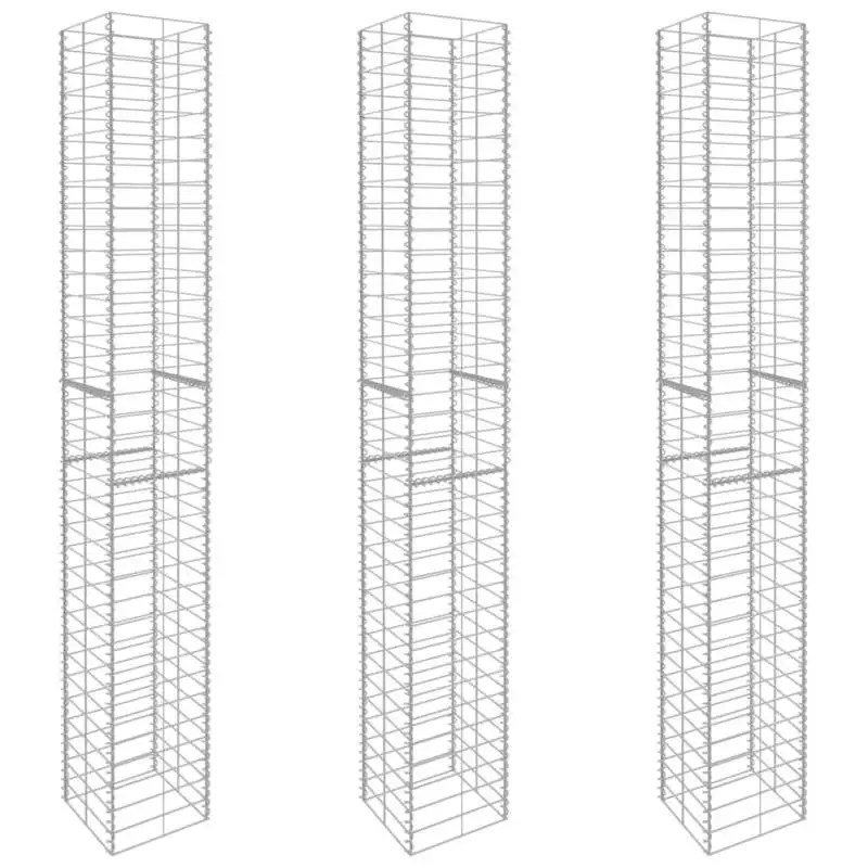 

Gabion Baskets 3 pcs Galvanized Steel 9.8"x9.8"x77.6"