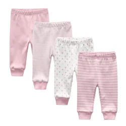 3/4/5Pieces Newborn 0-24M Cotton Baby Boy Trousers Cartoon Print Baby Girl Pants Four Seasons Solid Color Bebes